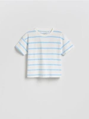 Reserved - Bawełniany t-shirt - złamana biel