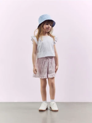 Reserved - Bawełniany t-shirt - złamana biel
