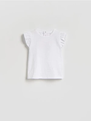 Reserved - Bawełniany t-shirt - złamana biel
