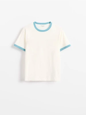 Reserved - Bawełniany t-shirt - złamana biel