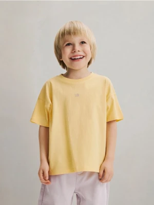 Reserved - Bawełniany t-shirt - żółty