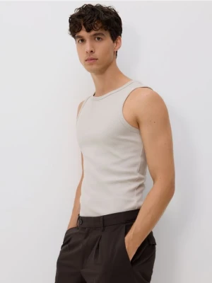 Reserved - Bawełniany tank top - jasnoszary