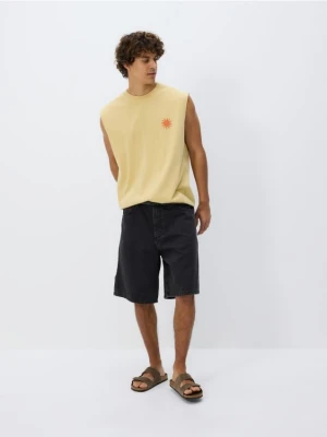 Reserved - Bawełniany tank top - musztardowy