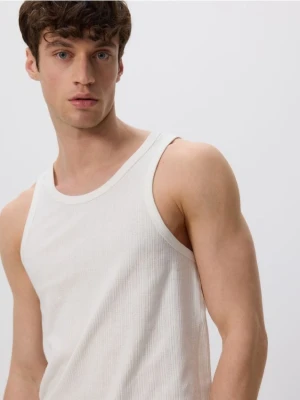 Reserved - Bawełniany tank top - złamana biel