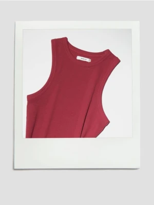 Reserved - Bawełniany top - bordowy