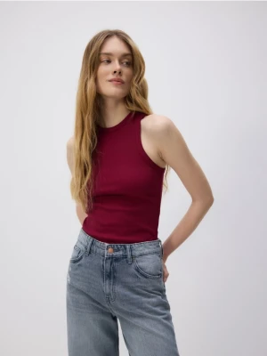Reserved - Bawełniany top - bordowy