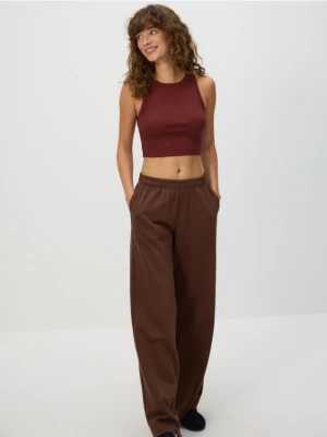 Reserved - Bawełniany top - brązowy