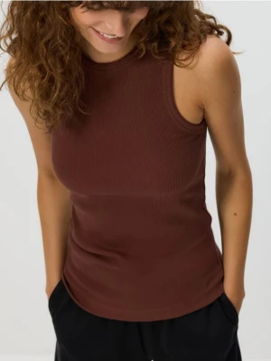 Reserved - Bawełniany top - brązowy