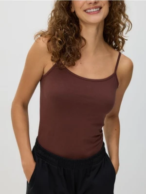 Reserved - Bawełniany top - ciemnobrązowy