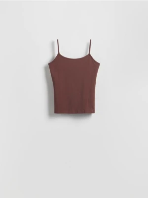Zdjęcie produktu Reserved - Bawełniany top - ciemnobrązowy
