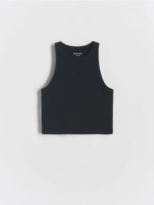 Reserved - Bawełniany top - czarny