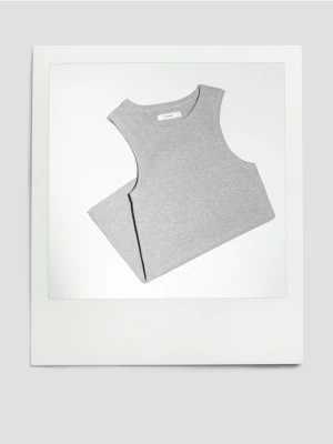 Reserved - Bawełniany top - jasnoszary