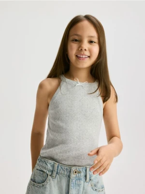 Reserved - Bawełniany top - jasnoszary