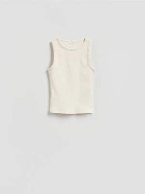 Reserved - Bawełniany top - jasnożółty