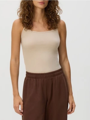 Reserved - Bawełniany top - kremowy