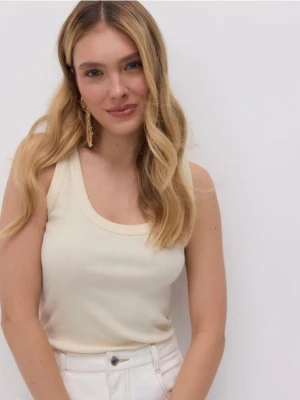 Reserved - Bawełniany top na ramiączkach - kremowy