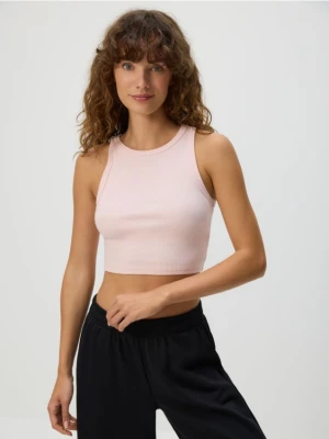 Reserved - Bawełniany top - pastelowy róż