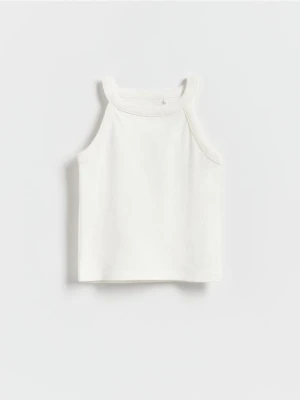 Reserved - Bawełniany top - złamana biel