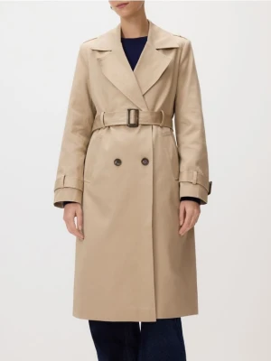 Reserved - Bawełniany trencz z paskiem - beżowy