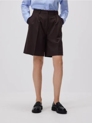 Reserved - Bermudy z kantem - ciemnobrązowy