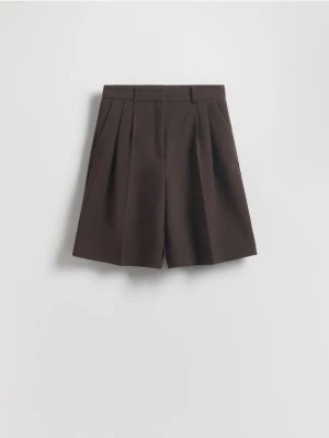 Reserved - Bermudy z kantem - ciemnobrązowy