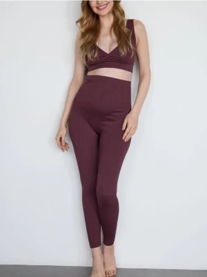 Reserved - Bezszwowe legginsy - brązowy