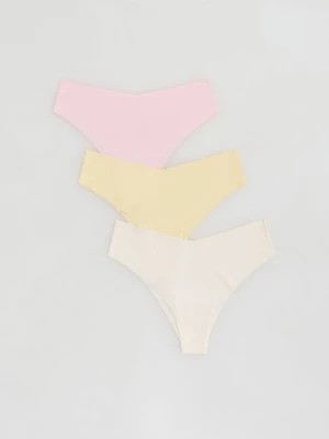 Reserved - Bezszwowe majtki brazyliany 3 pack - jasnożółty