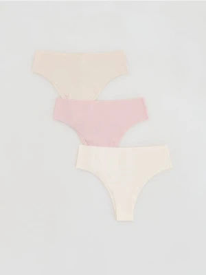 Reserved - Bezszwowe majtki hipster 3 pack - kremowy