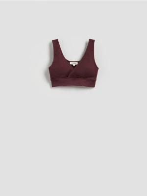 Reserved - Bezszwowy top w stylu sportowym - brązowy