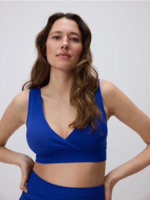 Reserved - Bezszwowy top w stylu sportowym - granatowy