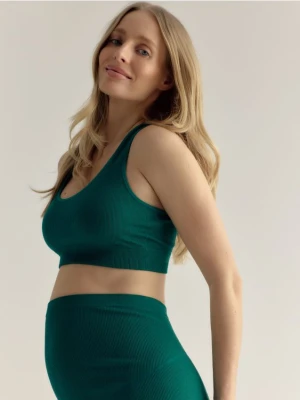 Reserved - Bezszwowy top w stylu sportowym - morski