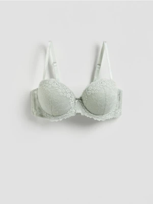 Reserved - Biustonosz balkonetka z koronką - jasnozielony