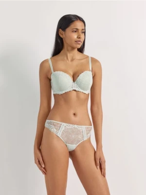 Reserved - Biustonosz balkonetka z koronką - jasnozielony