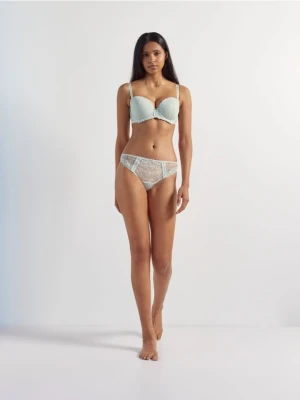 Reserved - Biustonosz balkonetka z koronką - jasnozielony