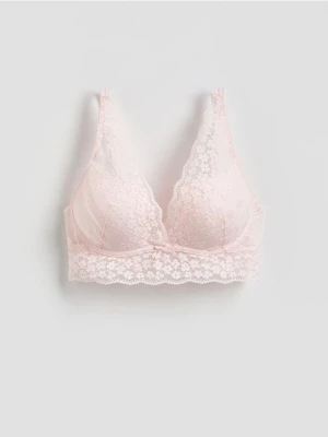 Reserved - Biustonosz push up z koronką - pastelowy róż