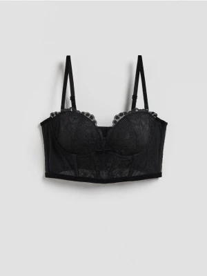 Reserved - Biustonosz z koronką - czarny