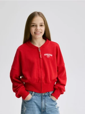 Reserved - Bluza bomber z haftem - czerwony