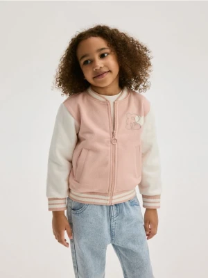 Reserved - Bluza bomber z haftem - pastelowy róż