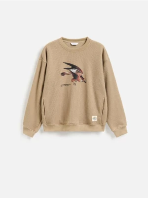 Reserved - Bluza comfort fit z nadrukiem - beżowy