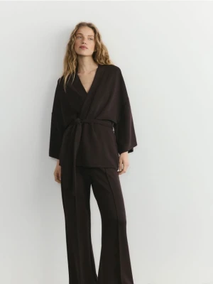 Zdjęcie produktu Reserved - Bluza kimono z modalem - ciemnobrązowy