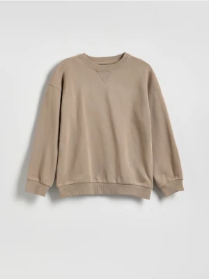 Reserved - Bluza oversize z bawełną - beżowy