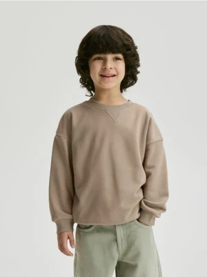Reserved - Bluza oversize z bawełną - beżowy