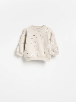 Reserved - Bluza oversize z bawełną - kremowy