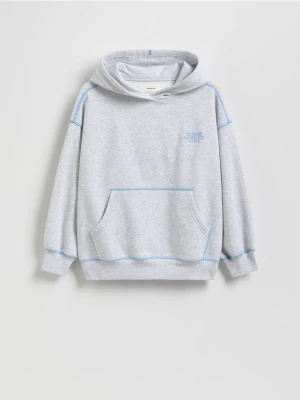 Reserved - Bluza oversize z haftem - jasnoszary