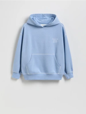 Reserved - Bluza oversize z haftem - niebieski