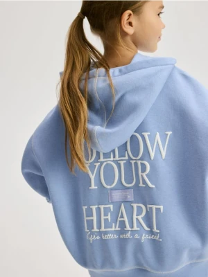 Reserved - Bluza oversize z haftem - niebieski