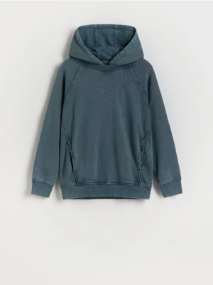 Reserved - Bluza oversize z kapturem - ciemny turkus