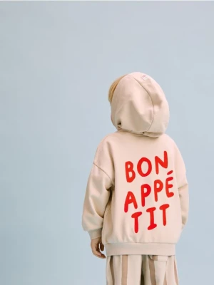 Reserved - Bluza oversize z kapturem - kremowy