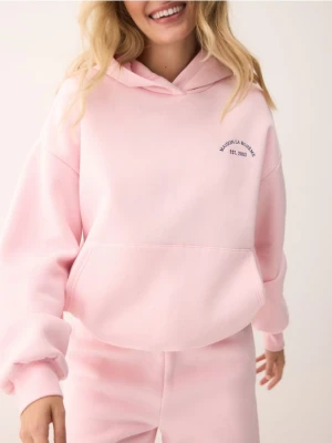 Reserved - Bluza oversize z kapturem - pastelowy róż