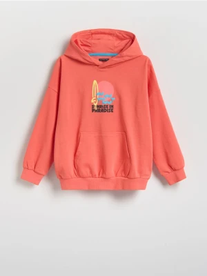 Reserved - Bluza oversize z kapturem - pomarańczowy